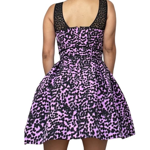 Taylor Womens Dress Size 2 Purple Black Polka Dot Ball Gown High Waist - Picture 2 of 11